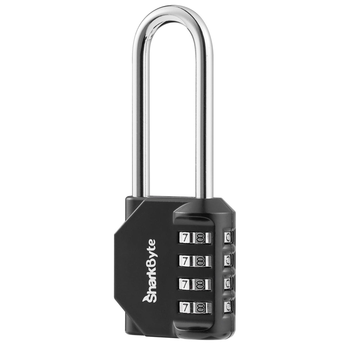 SharkByte Heavy Duty Combination Padlock – 4-Digit Weatherproof Outdoor Lock with Stainless Steel Shackle, Anti-Rust Resettable Code for Gym, School, Locker, Shed, Toolbox, Gate & Warehouse - Red