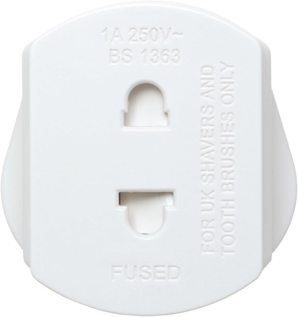 Toothbrush Adaptor Plug UK Charger Adapter Shaver Socket 2 Pin to 3 Pin Electric for Razor Plugs Bathroom Two to Three Prong Charging Tooth Brush Plugs Adapters Electrical Shaving (White)