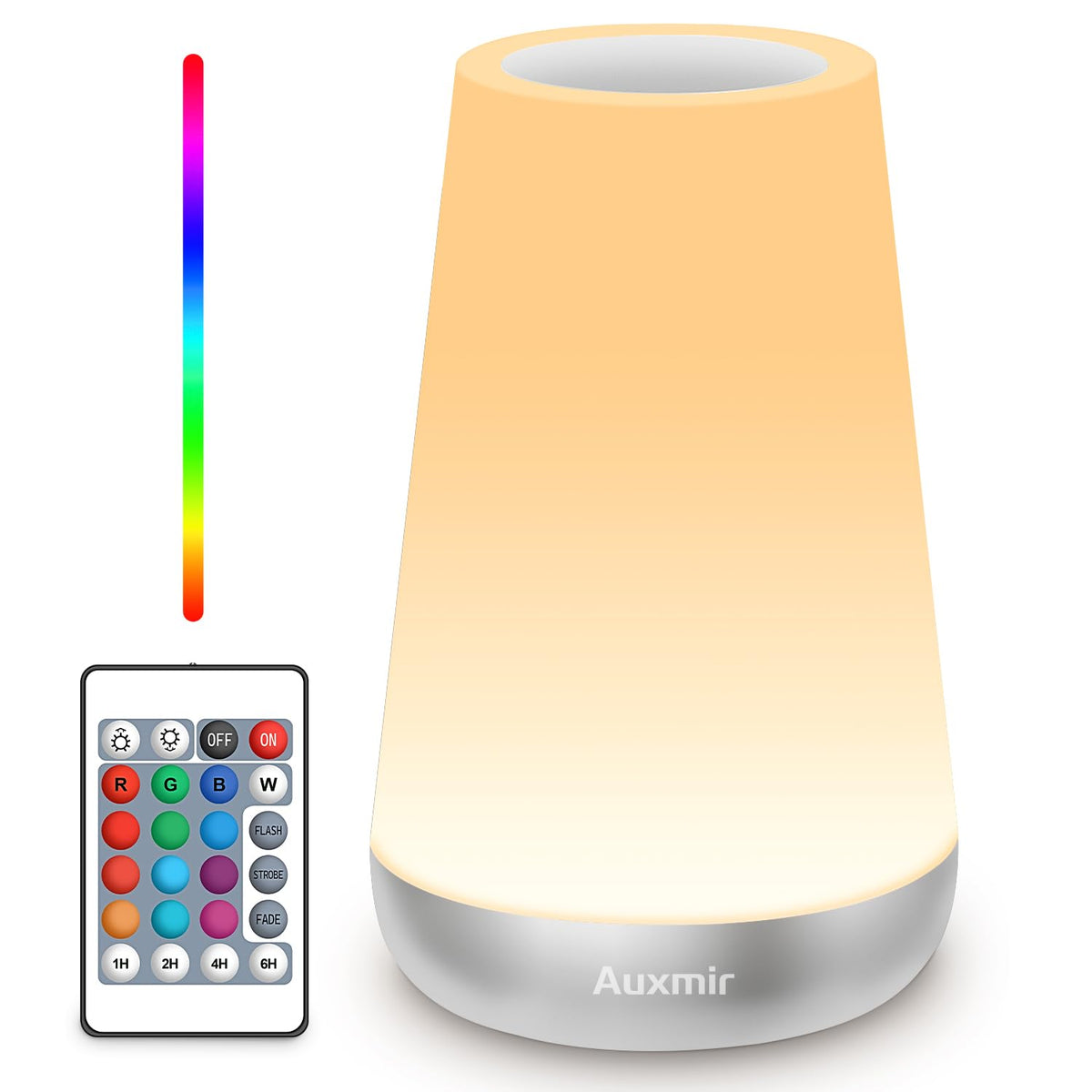 Auxmir Night Light 2 Pack, LED Touch Bedside Table Lamp, 2500mAh Rechargeable Light with RGB Color Changing, Portable Lamp for Children, Kids, Bedroom, Living Room, Camping