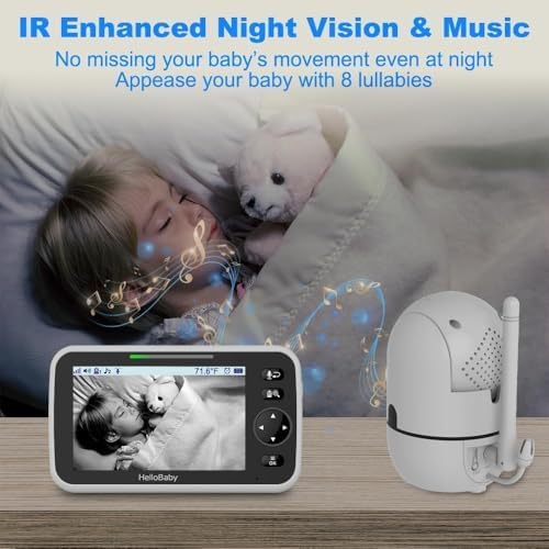 HelloBaby HB6550 Baby Monitor with Camera and Night Vision, 5" Split Screen
