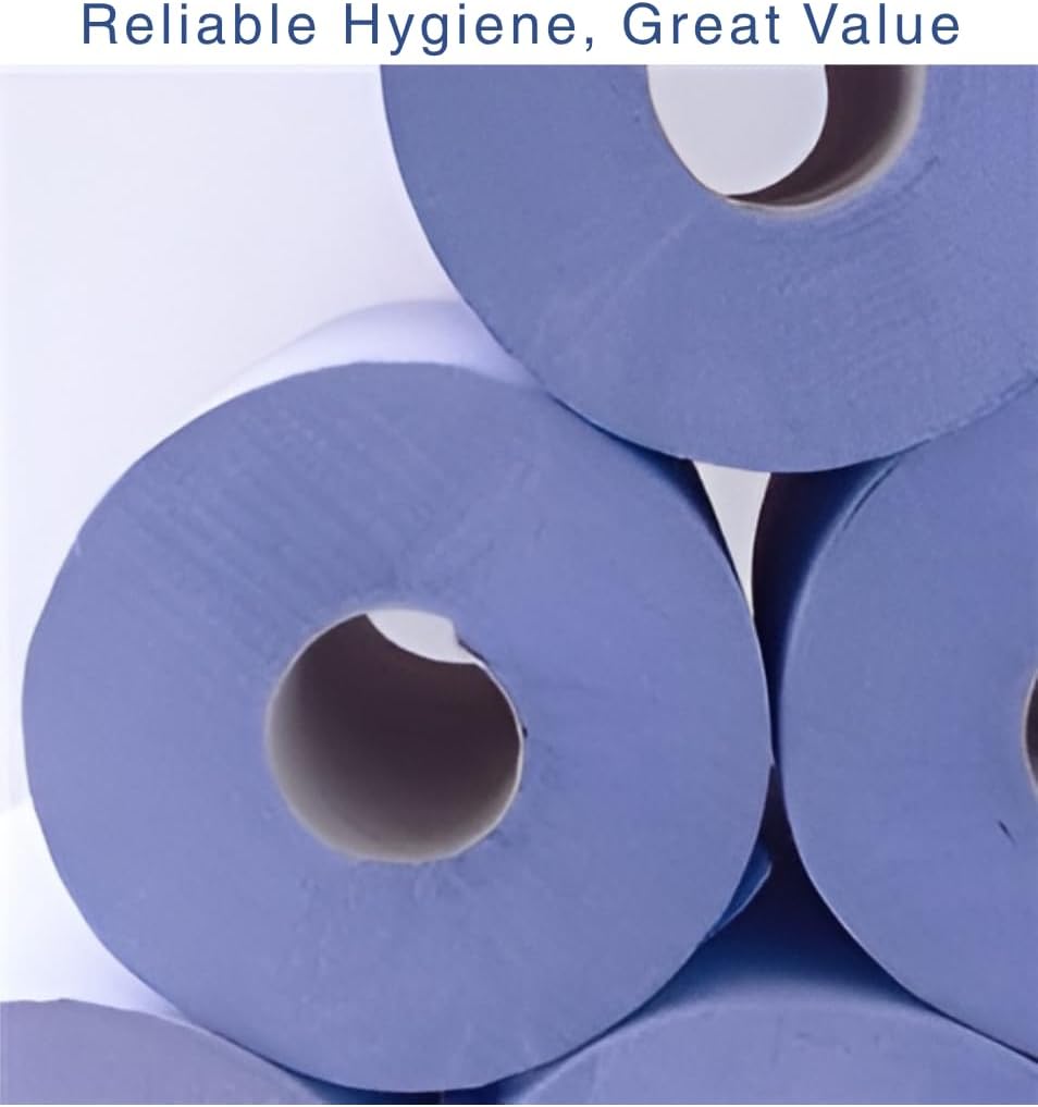 Bargain Factory Blue CENTREFEED Rolls 2 PLY 18 Pack Paper Towels Hand Towel Tissue Premium Quality Wall Mounted Lockable Rolls 100m