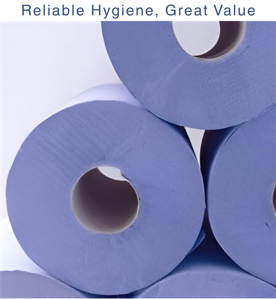 Bargain Factory Blue CENTREFEED Rolls 2 PLY 18 Pack Paper Towels Hand Towel Tissue Premium Quality Wall Mounted Lockable Rolls 100m