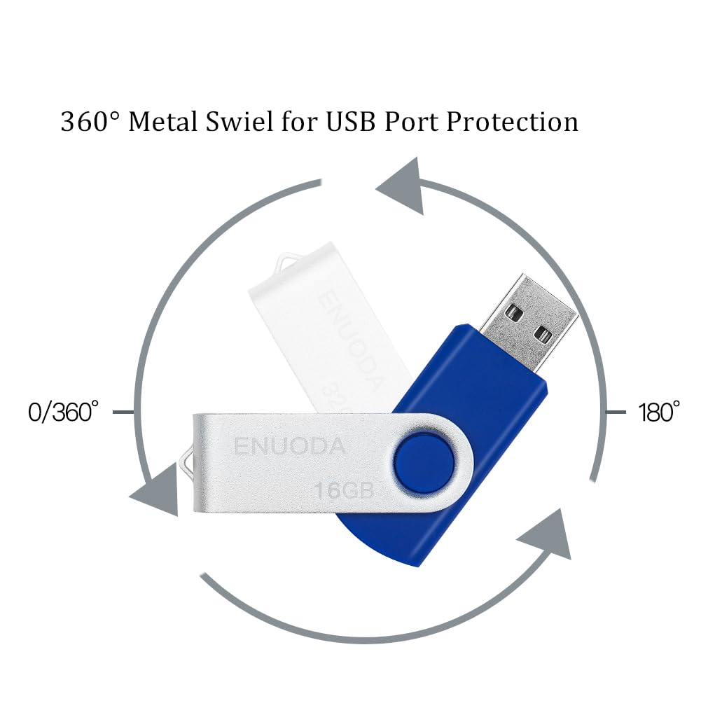 ENUODA Memory Stick 128GB USB 2.0 Flash Drives Swivel Design Storage Thumb Drive Pen Drive (Black)