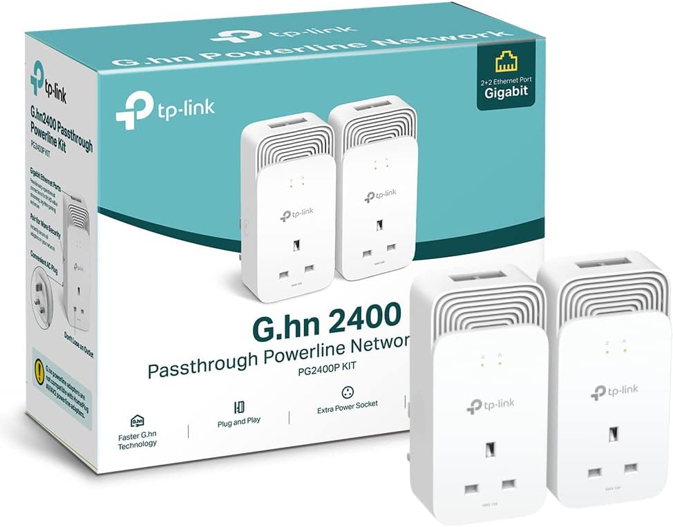 TP-Link TL-WPA4220 2-Port Add-On Powerline Adapter, Range Extender, Broadband/WiFi Extender, WiFi Booster/Hotspot, No Configuration Required, UK Plug