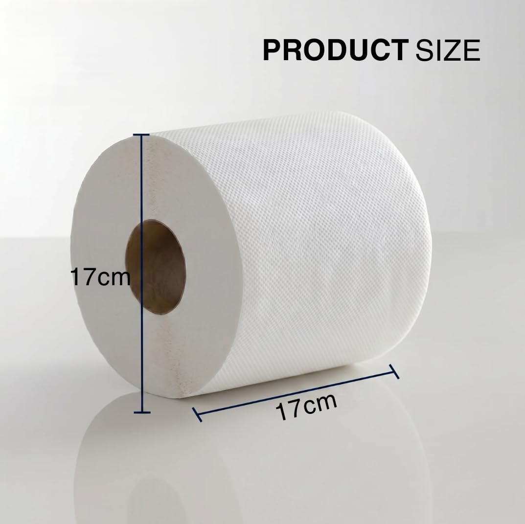 Bargain Factory 12 x Premium Quality 2-Ply White Centrefeed Paper Hand Towel Rolls, Pack of 12 Tissue Rolls