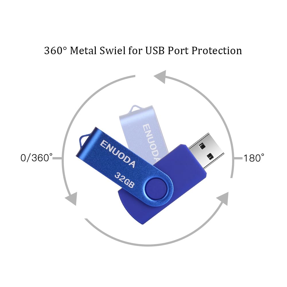 ENUODA Memory Stick 128GB USB 2.0 Flash Drives Swivel Design Storage Thumb Drive Pen Drive (Black)