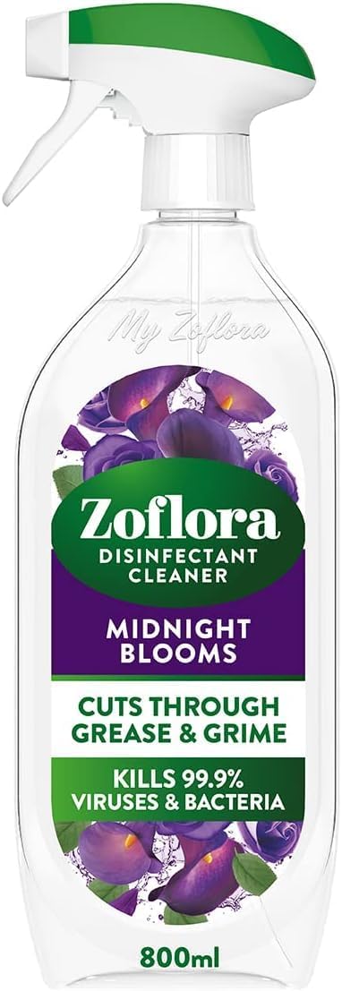 Zoflora Midnight Blooms Multipurpose Cleaner Trigger Spray Bottle, 800ml