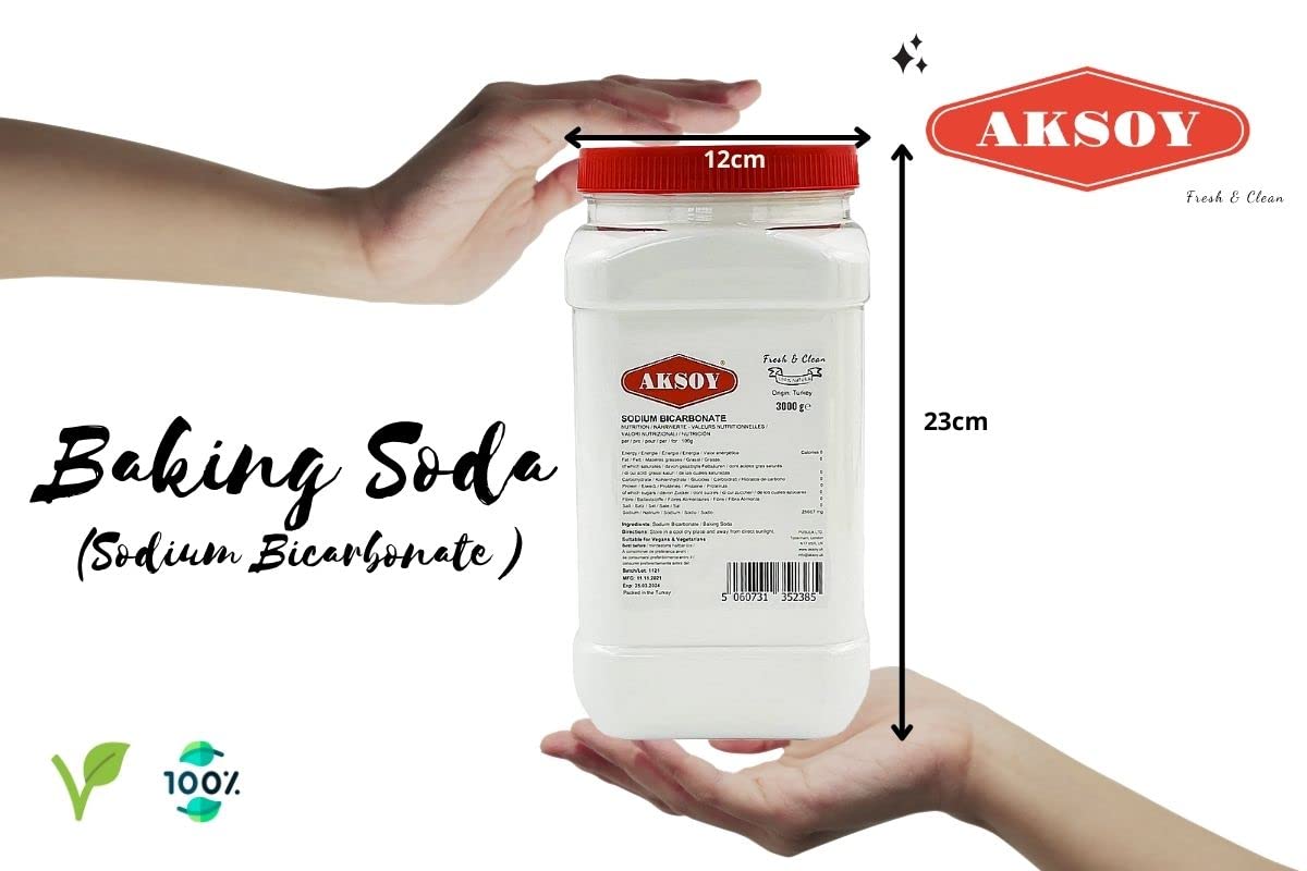 Aksoy Baking Soda 1.8KG Jar || Pure Sodium Bicarbonate Powder, Highest Purity, Food Grade – Versatile Baking Soda for Cooking, Baking, Cleaning, Deodorizing & More!