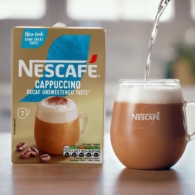 NESCAFÉ Cappuccino Decaffeinated Unsweetened Coffee Sachets x7