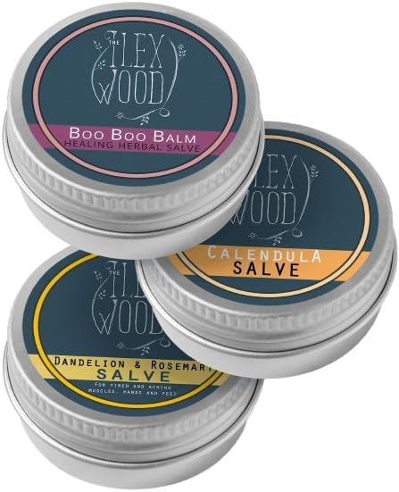 The Ilex Wood - Herbal Salve Gift Set - 100% Natural Handmade, Cruelty & Plastic Free. Skin irritation, scrapes, bites, stings soothes rashes, itching, dry skin, eczema, chapped hands. 3 x 100ml
