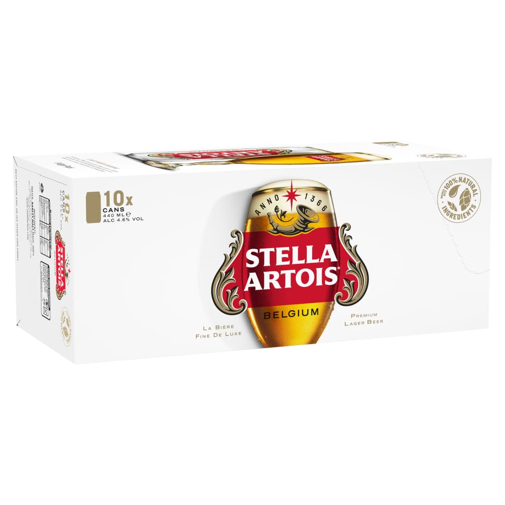 Stella Artois Premium Lager Beer Can, 440ml (Pack of 18) Packaging May Vary