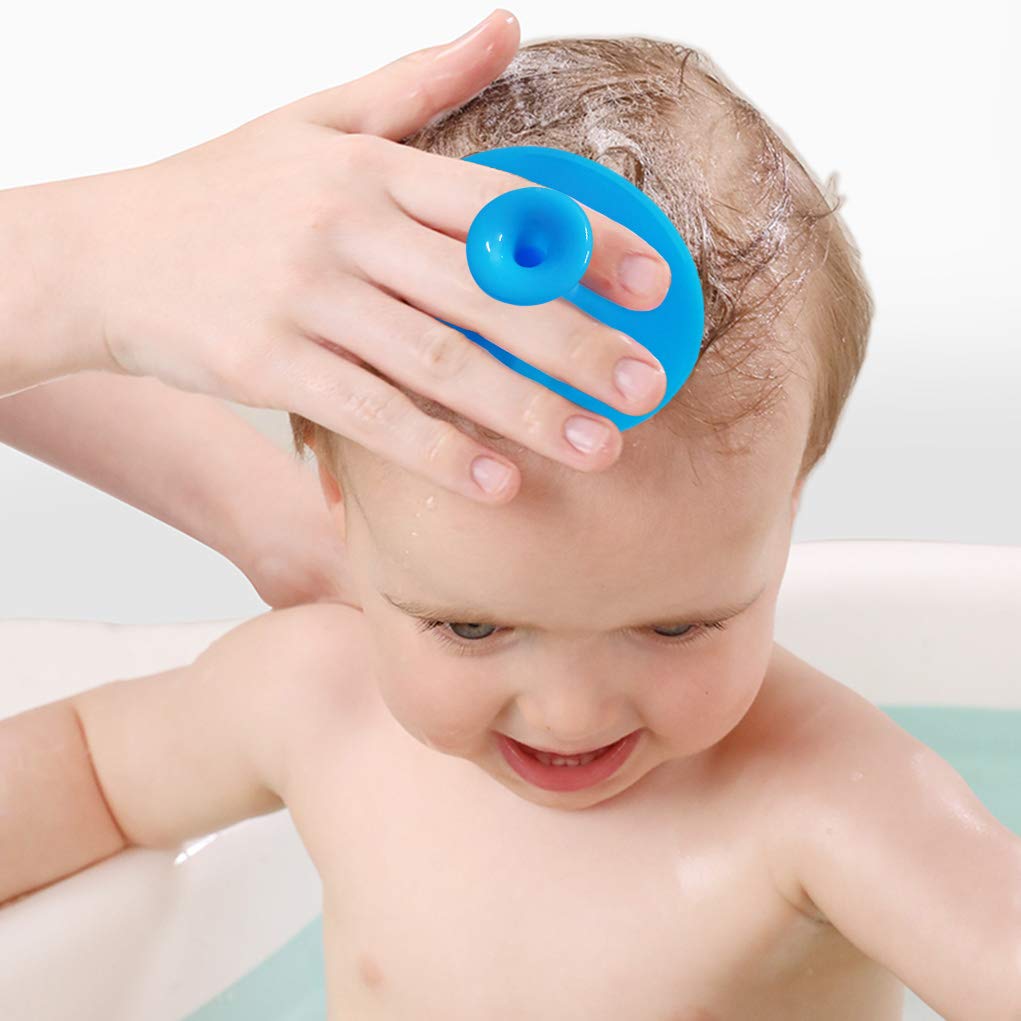 Baby Bath Brush, Baby Cradle Cap Brush, Silicone Massage Brush, Silicone Scrubbers Exfoliator Brush, Baby Skin Scrubbers Essential for Dry Skin, Cradle Cap and Eczema 2 Pack (Blue & Green)