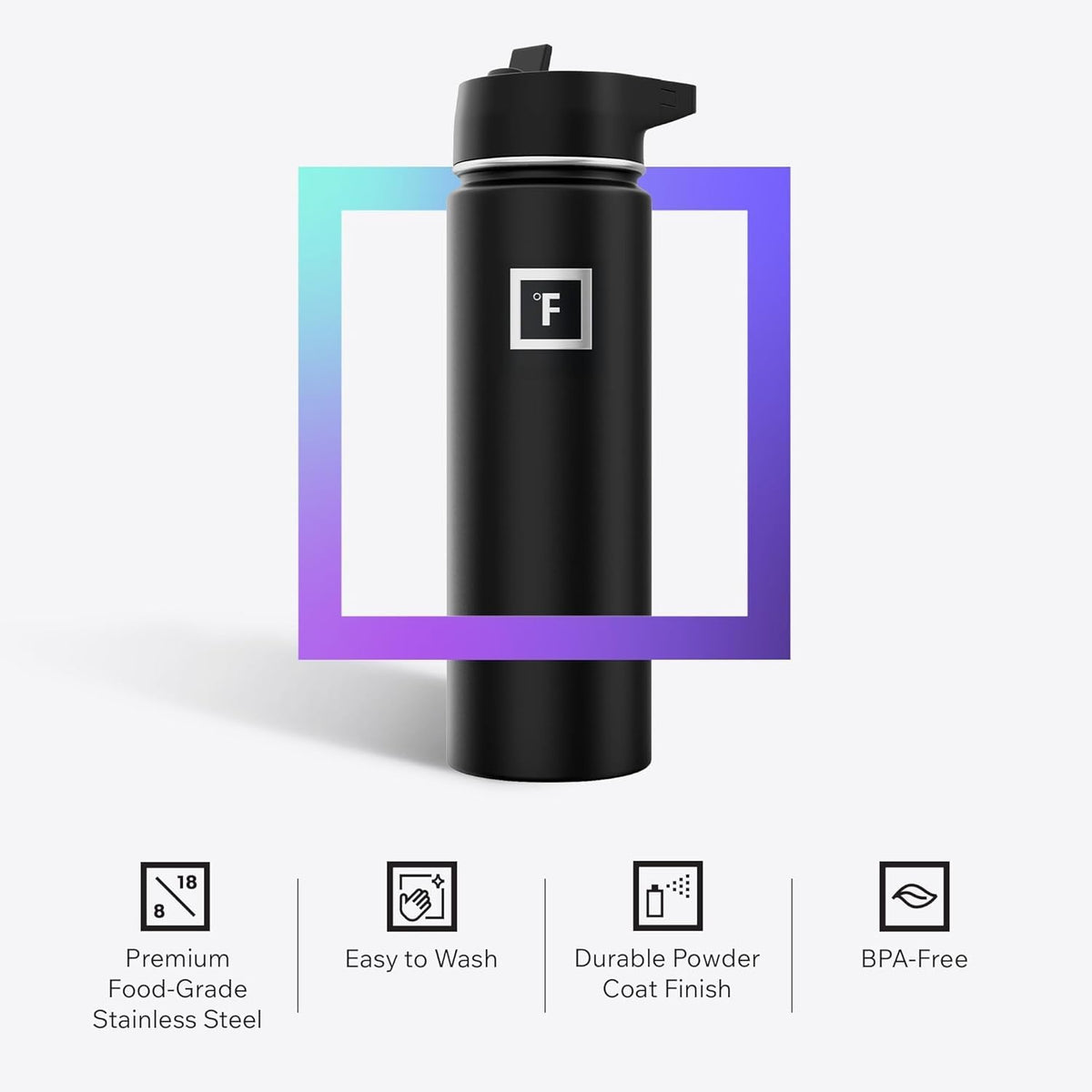 Insulated Water Bottle with Straw - 650/950/1200/1800 ml - Leakproof Double-Walled Stainless Steel Metal Drink Flask BPA-Free - Sports Travel Gym Camping Hiking Kids