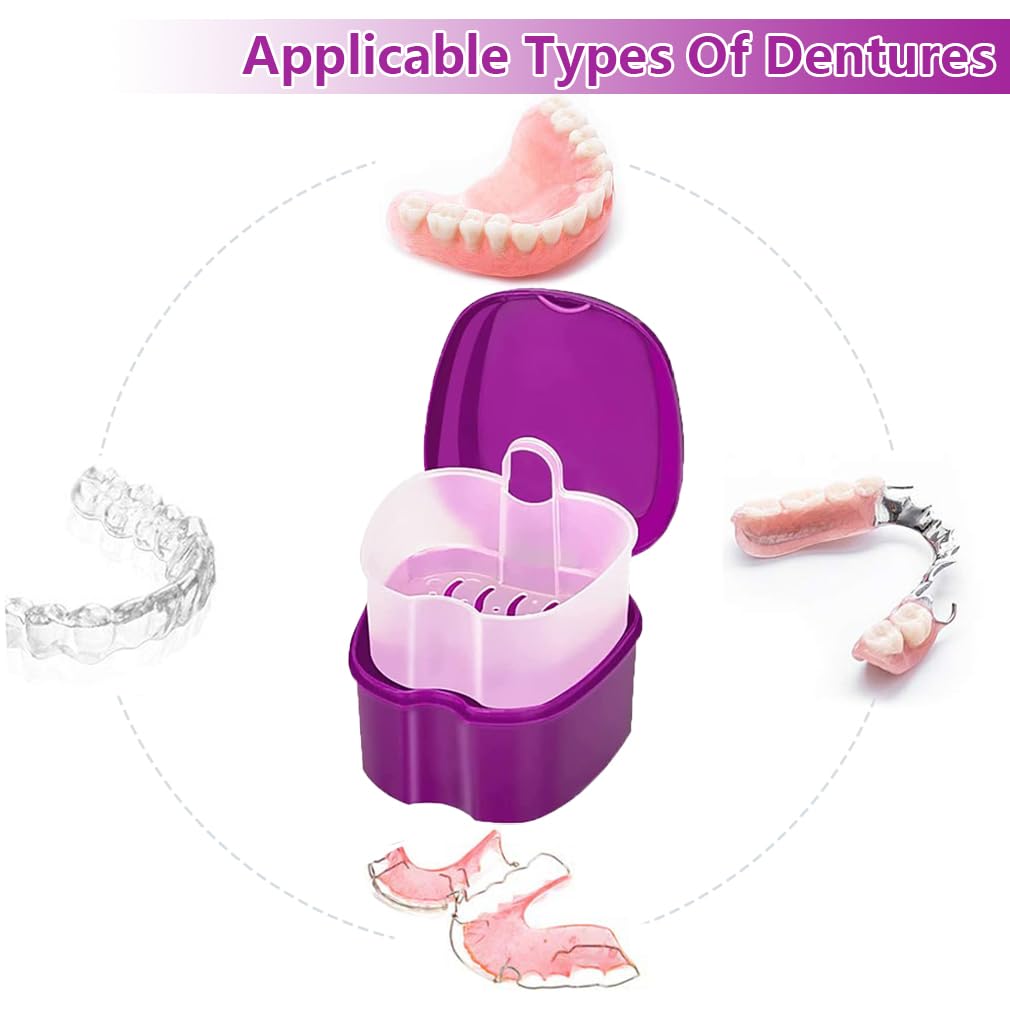 chenqi Retainer Cup Holder Mouthguard Cleaning Case with Strainer Basket, Denture Bath Box Storage Cup Holder for Travel Cleaning