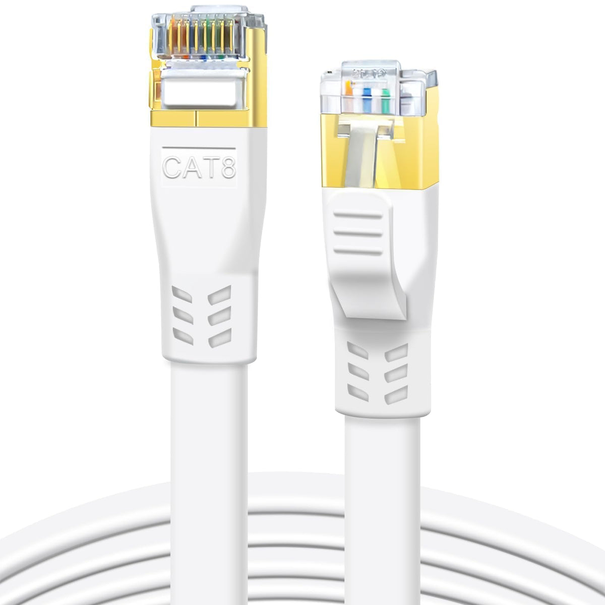 DDMALL Cat 8 Ethernet Cable 5m, 40Gbps Flat Internet Cable (5 Meter, White)