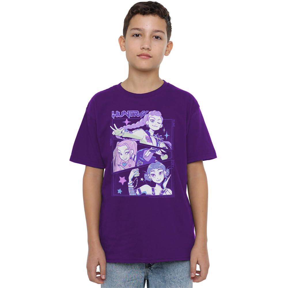 Kpop Demon Hunters Unisex Kids K-pop Demon Hunters - Anime Huntrix Huntr/X Kids T Shirt, Black T-Shirt (Pack of 1)