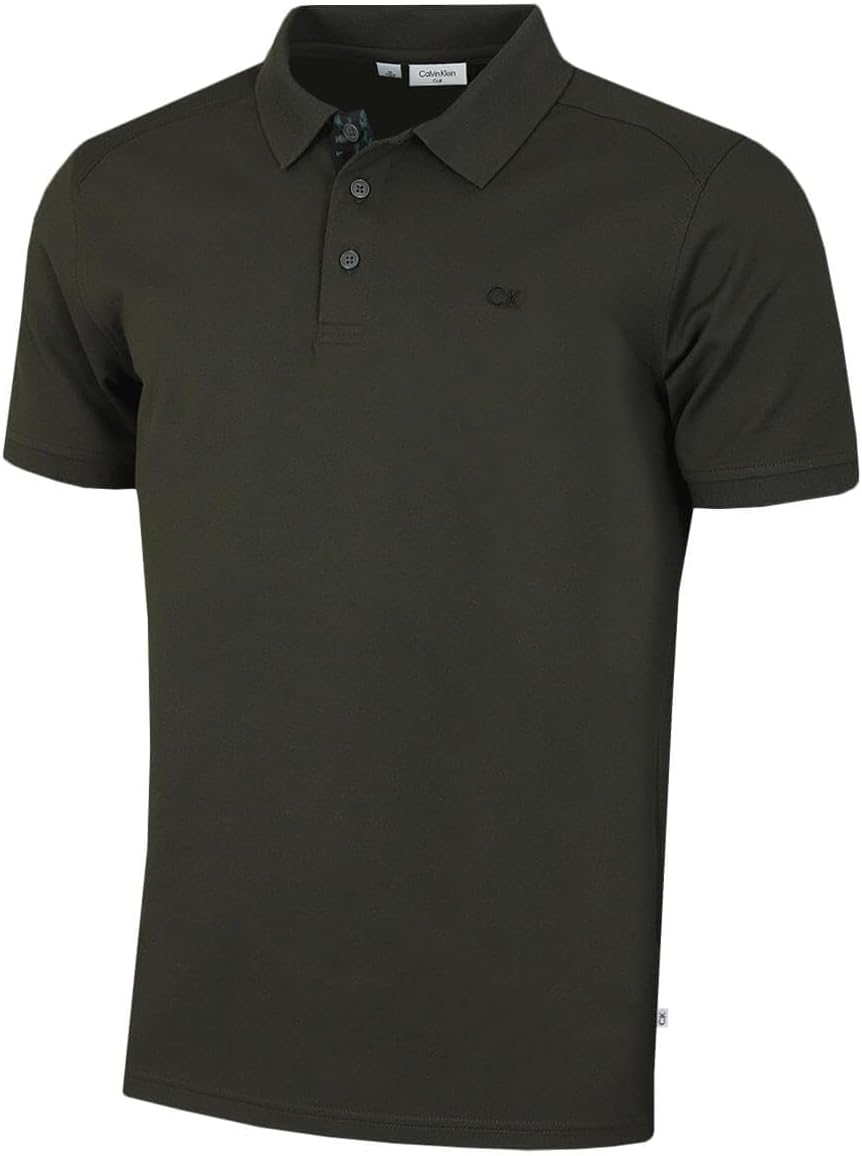 Calvin Klein Mens 2026 Campus 3 Button Ribbed Collar Golf Polo Shirt