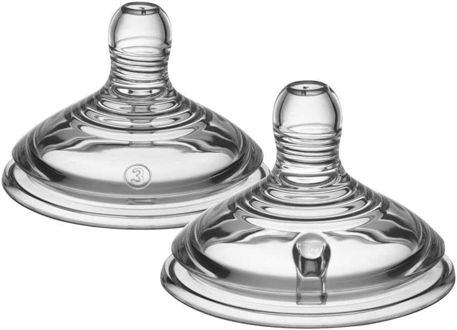 Tommee Tippee Natural Start Baby Bottle Teats, Fast Flow for 6m+, Pack of 2 Breast-Like Teats for a Natural Latch, with Anti-Colic Valve and BPA Free Soft Silicone