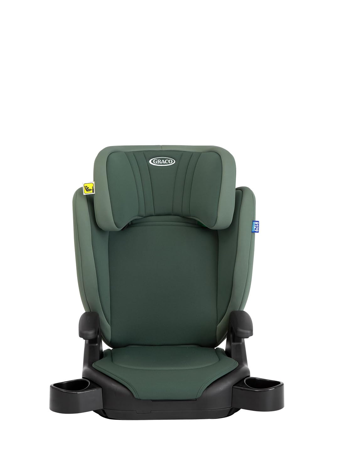 Graco Junior Maxi i-Size R129 Highback Booster car seat with cupholders, Suitable from 100-150cm (approx. 3.5 to 12 years), Midnight fashion