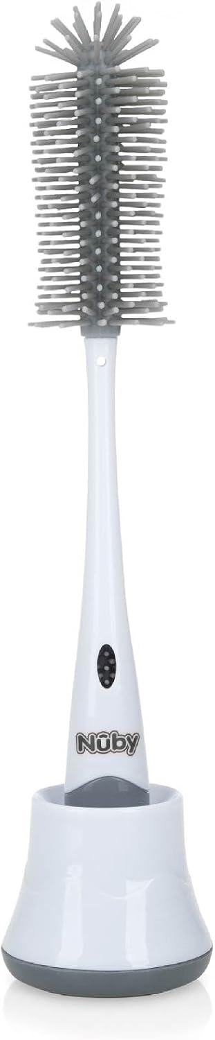 Nuby 2-in-1 Silicone Baby Bottle & Teat Cleaning Brush with Draining Stand