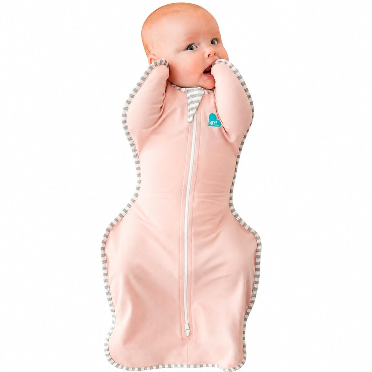 Love To Dream™ Swaddle UP™, Newborn 2.2-3.8 kg - Grey, Snug Fit, Supports Healthy Sleep Routine, 1.0 Tog - Ideal for 20-24°C Temperatures, Machine Washable Cotton & Double Zip for Easy Nappy Changes
