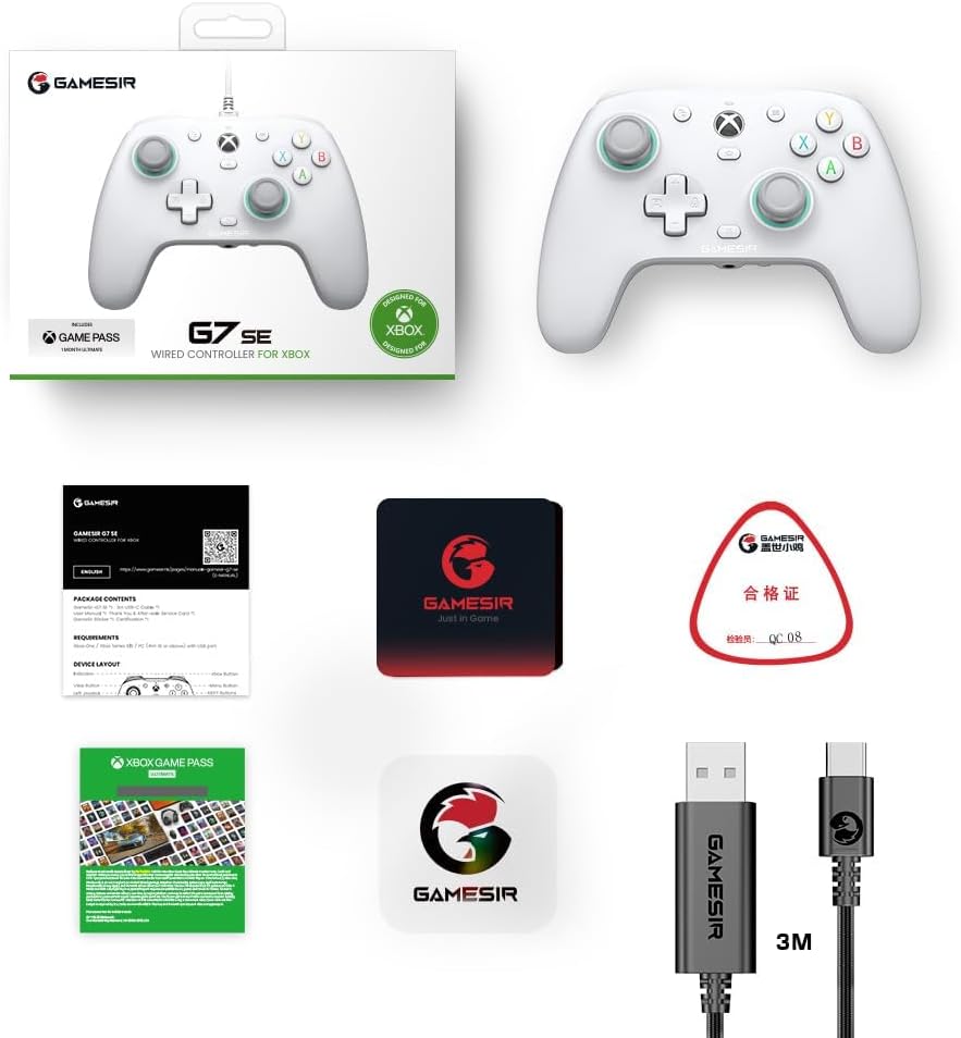 GameSir G7 SE Wired Controller for Xbox Series X|S, Xbox One & Windows 10/11, Plug and Play Gaming Gamepad with Hall Effect Joysticks/Hall Trigger, 3.5mm Audio Jack