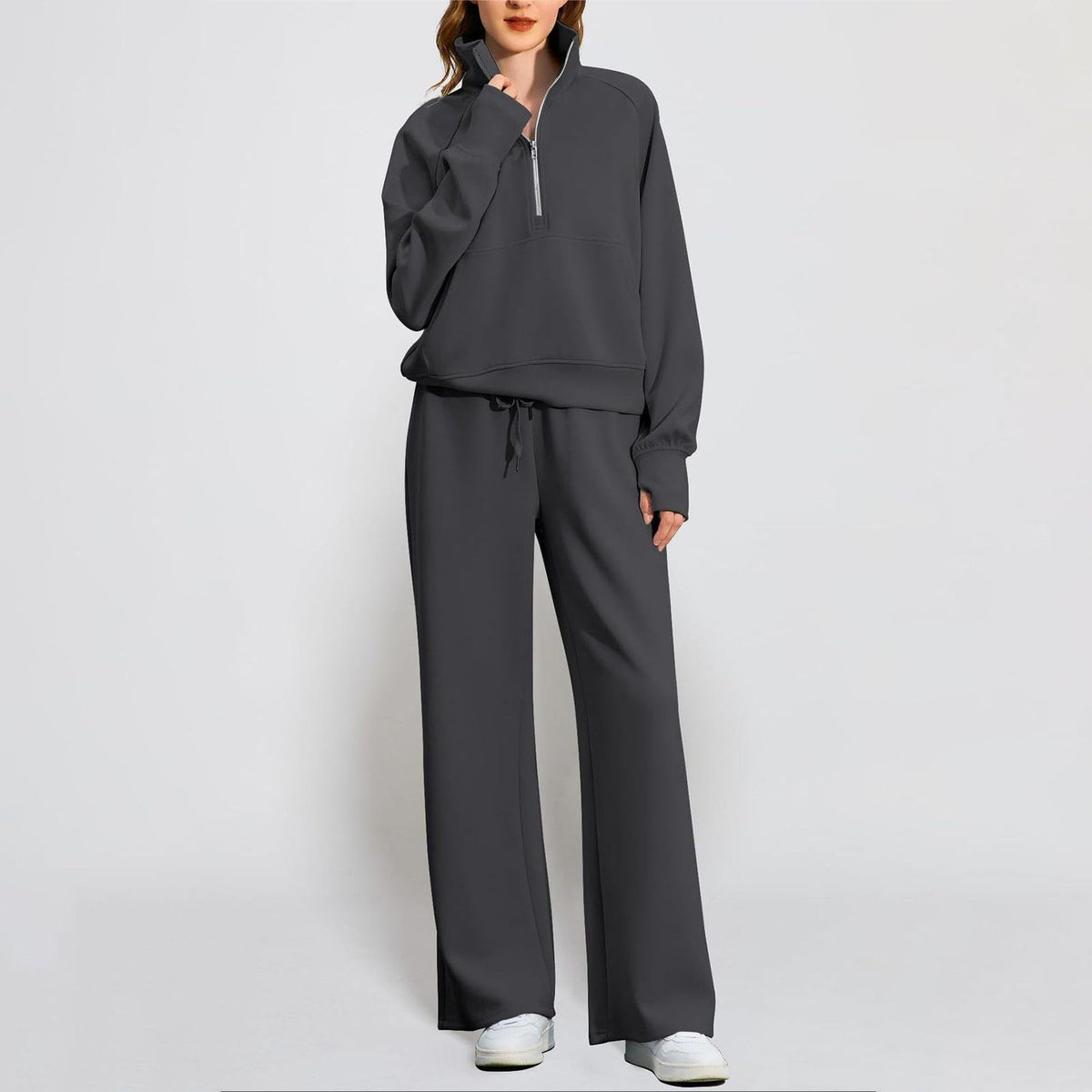 Lounge Wear Sets For Women Uk Women'S Fashion Tracksuit Full Set Comfort Long Sleeve Activewear Fall Outfits Gym Set 2 Piece Ladies Sweatshirts Sweatpants Zip Coat Tops Trousers Sets Clothing