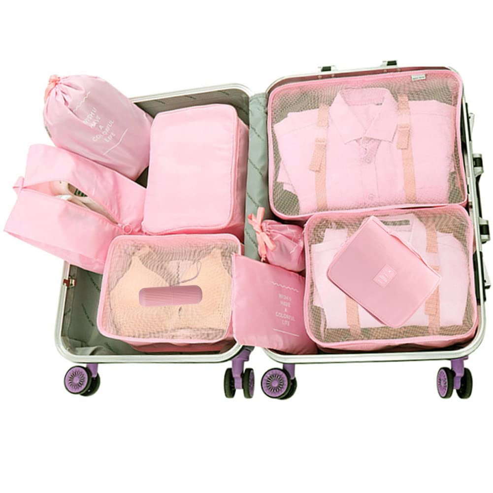Travel Packing Cubes, Toifucos Multifunction 8pcs/set Luggage Organiser Compression Suitcase Essential Bag, Dark Gray