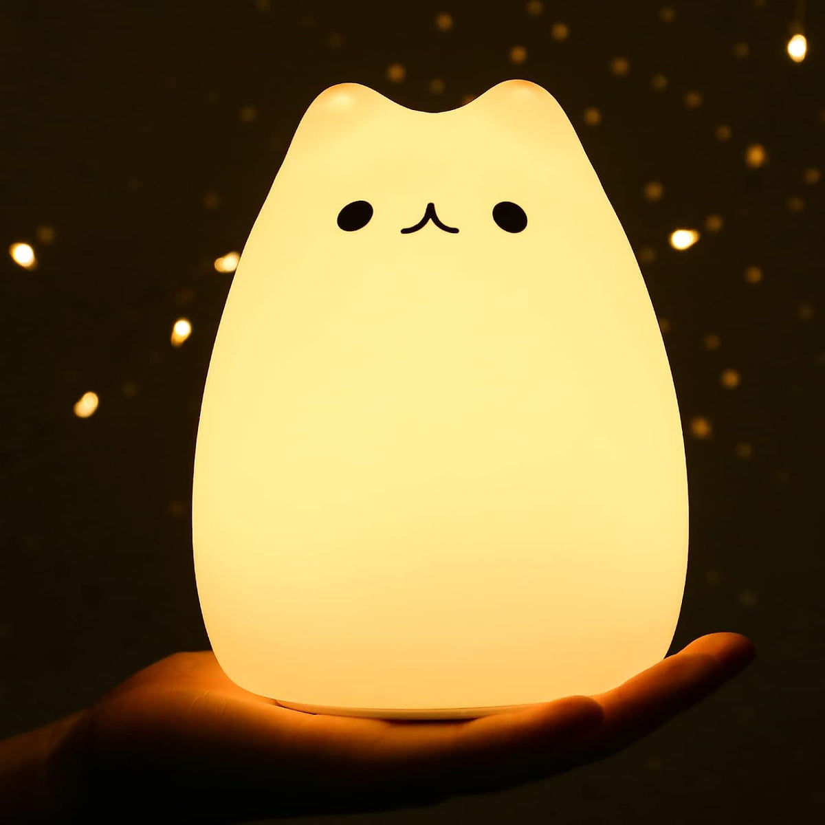 ZKLiLi Cat Night Light for Kids,Cute Night Lamp for Nursery,Squishy Silicone Touch Lights Portable, Gift for Birthday and Christmas for Kids Baby Children (Battery Cat)