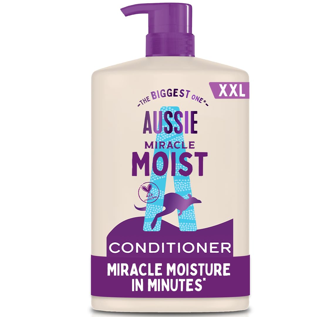 Aussie Miracle Moist Shampoo 1L Pump to Restore Brittle & Dry Hair