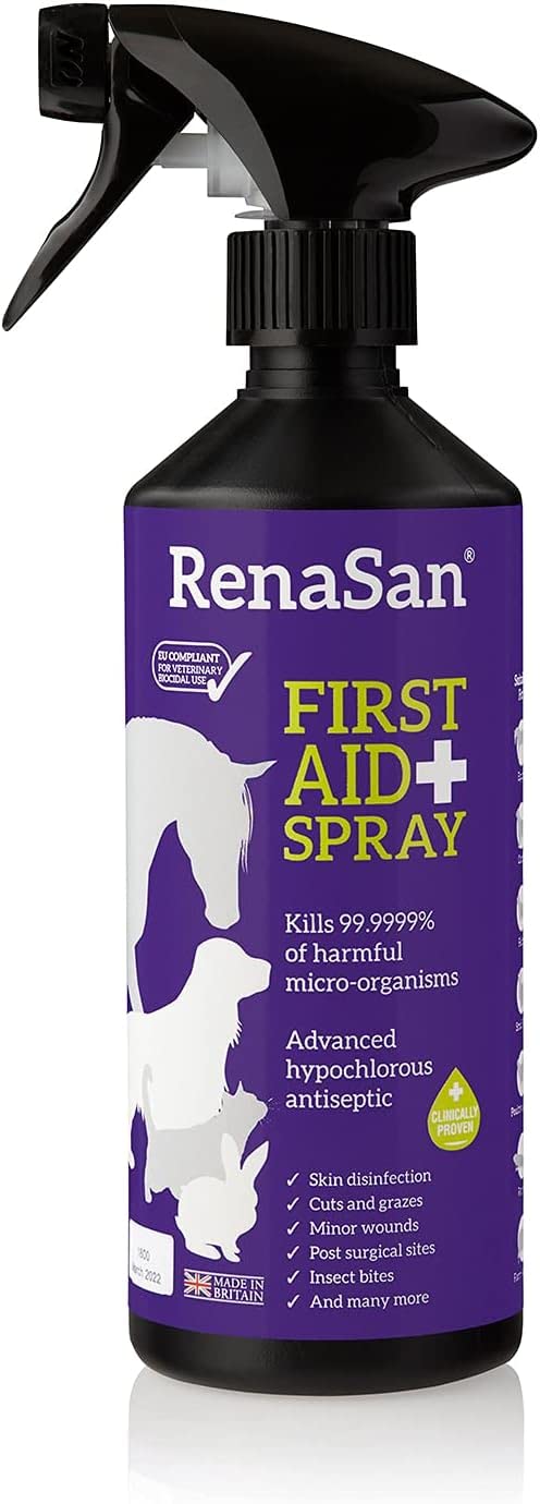 RenaSan Animal First Aid Spray (100ml) – Wound Disinfection, Kills Bacteria & Stops Itching, Alcohol-Free, Non-irritating, for Dogs, Cats & all other animals.