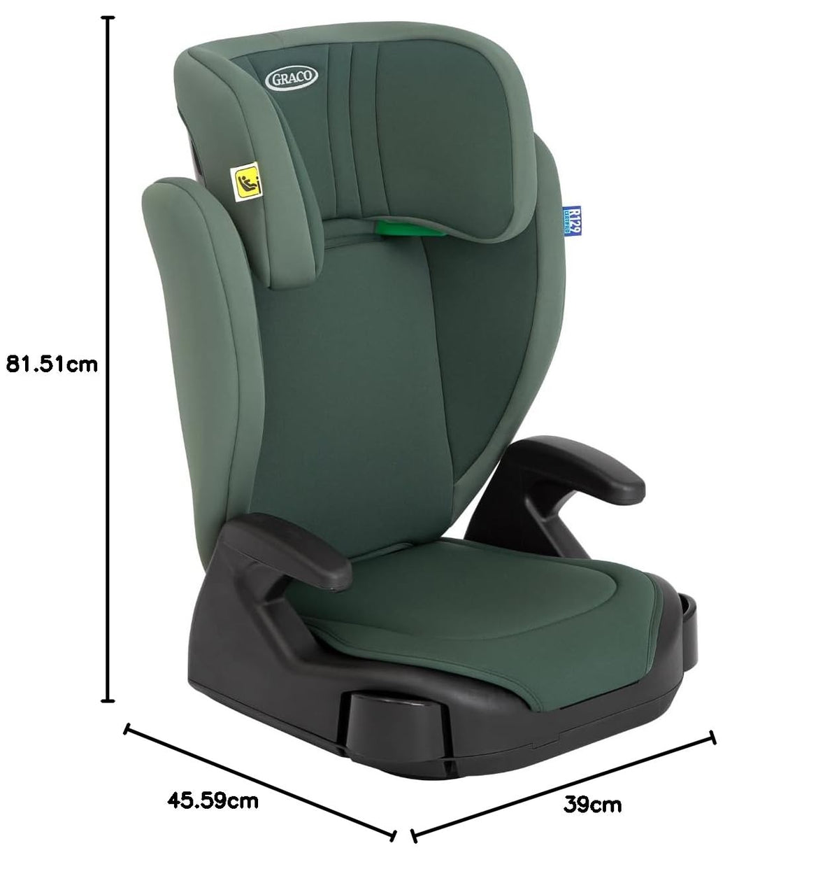 Graco Junior Maxi i-Size R129 Highback Booster car seat with cupholders, Suitable from 100-150cm (approx. 3.5 to 12 years), Midnight fashion
