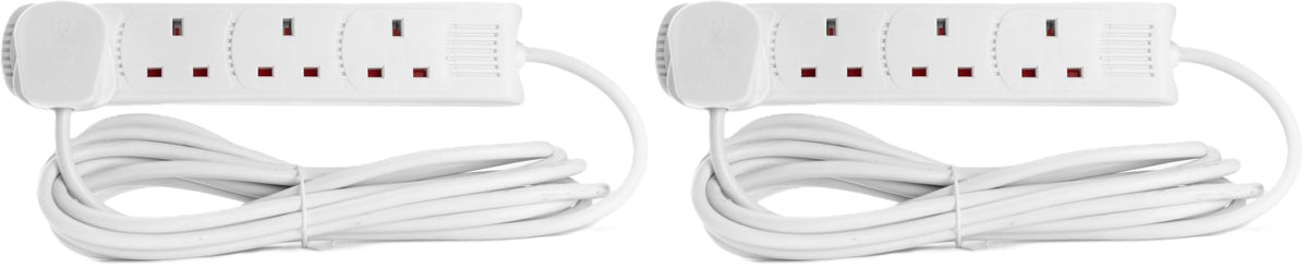 STATUS 4 Way Socket Extension Lead, 4m Cable with Neon Power Indicator, 13A Multi-Plug Strip for Home or Office, Wall Mountable, White (S4W4MS6)