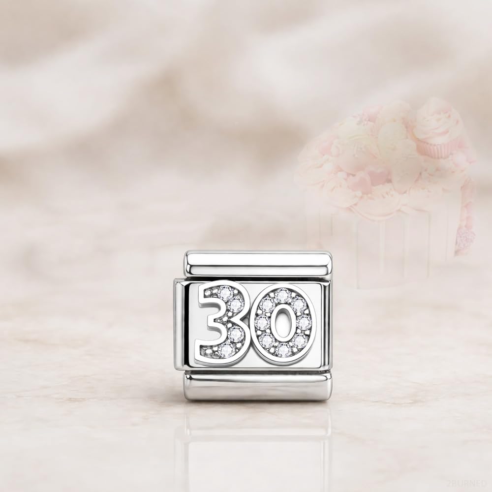 Italian Charm Link Number Birthday Milestones fit 9mm bracelet