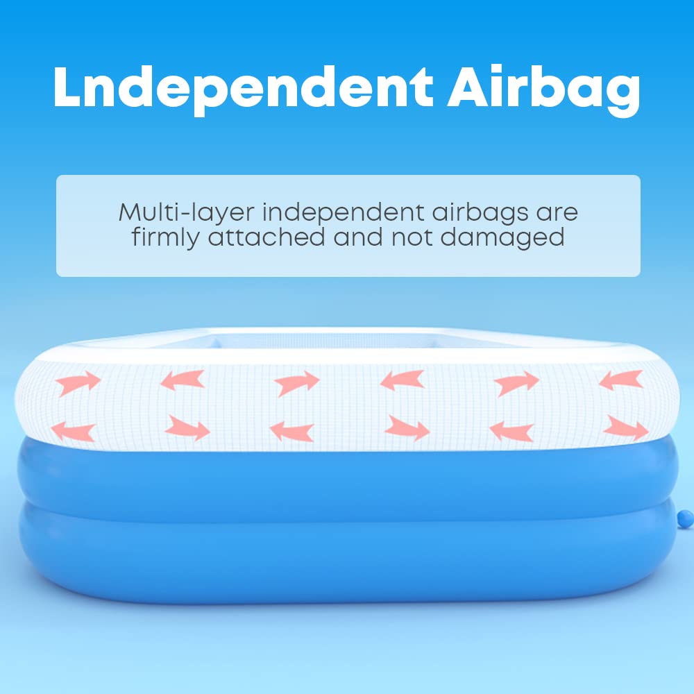 GALAXYER Rectangular Inflatable Paddling Pool — 205x125x45cm, 703 Litres | Family Garden Pool