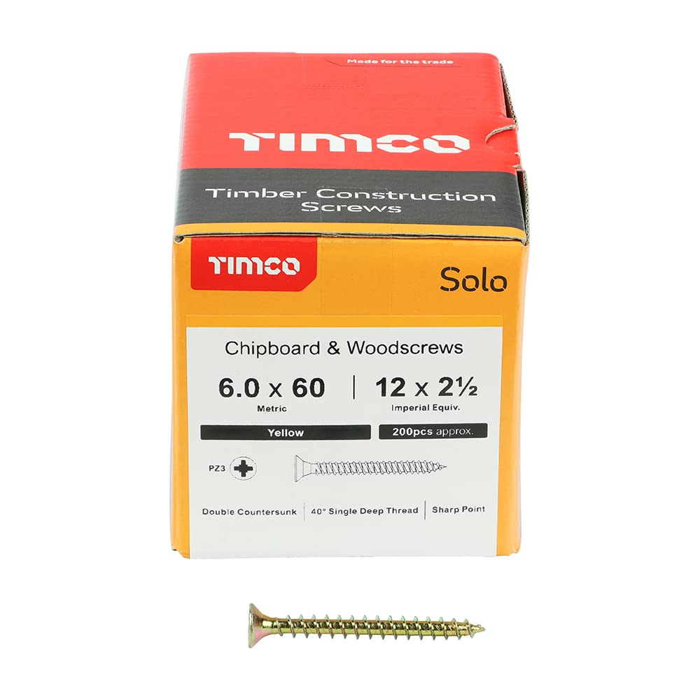 TIMCO Solo Chipboard & Woodscrews - Gold - 6.0 x 90mm - 60090SOLOC