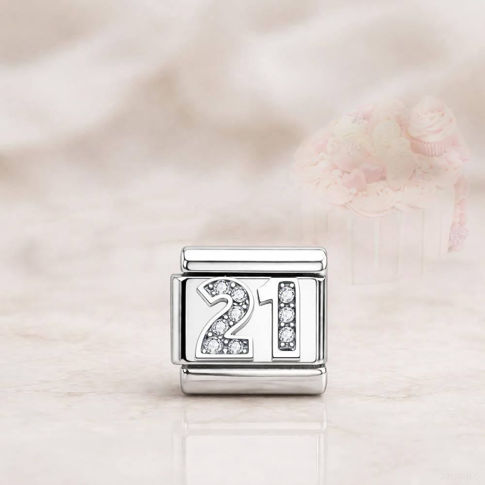 Italian Charm Link Number Birthday Milestones fit 9mm bracelet