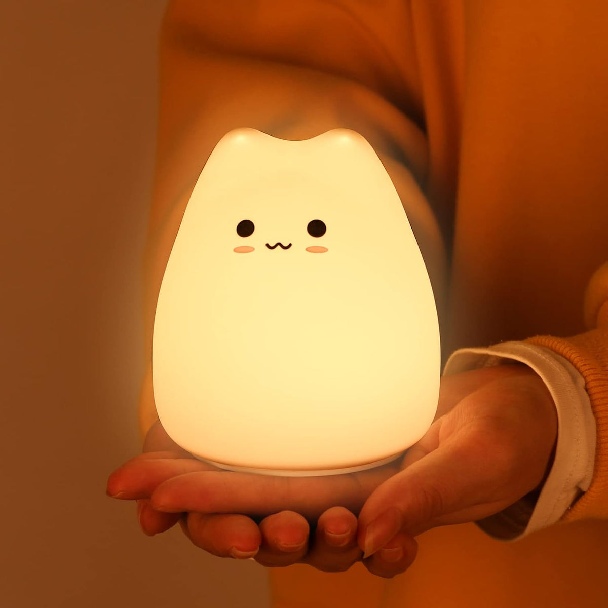 ZKLiLi Cat Night Light for Kids,Cute Night Lamp for Nursery,Squishy Silicone Touch Lights Portable, Gift for Birthday and Christmas for Kids Baby Children (Battery Cat)