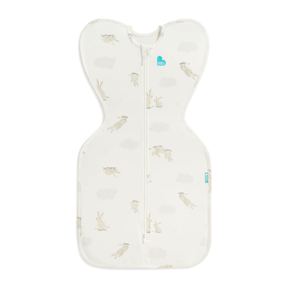 Love To Dream™ Swaddle UP™, Newborn 2.2-3.8 kg - Grey, Snug Fit, Supports Healthy Sleep Routine, 1.0 Tog - Ideal for 20-24°C Temperatures, Machine Washable Cotton & Double Zip for Easy Nappy Changes