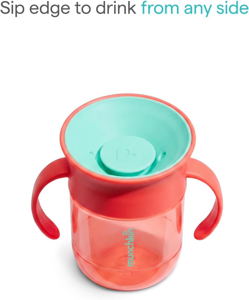 Munchkin Miracle 360 Baby Cup |2-Pack | 6m+ | 207ml | Purple/Coral