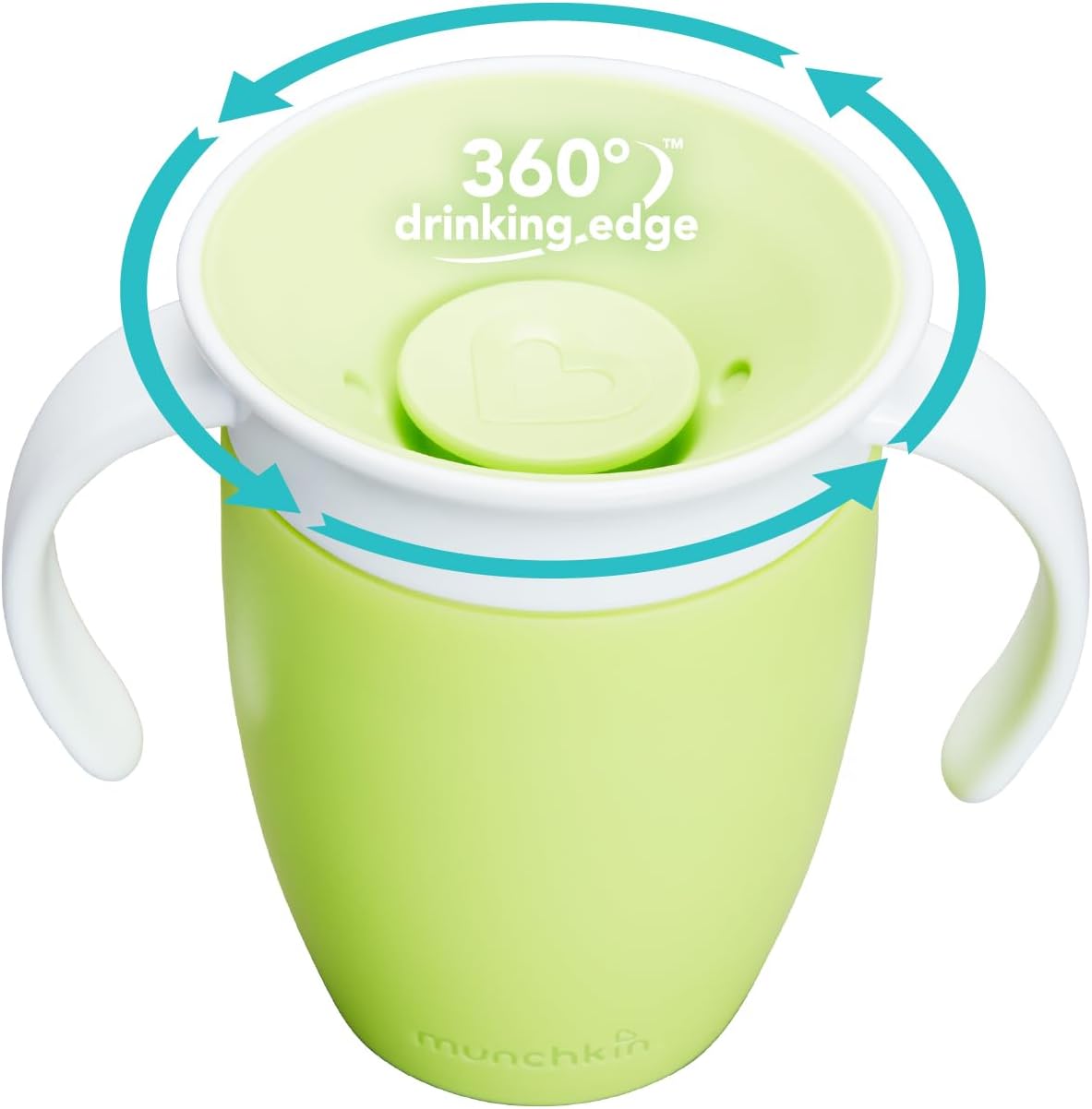 Munchkin Miracle 360 Sippy Cup | Trainer Toddler Cup | BPA Free Baby & Toddler Cups w.Handles | Non Spill Cup | Dishwasher Safe Baby Cup | Leakproof Cup | 6+ Months| 7oz/207ml | 2 Pack | Blue/Green