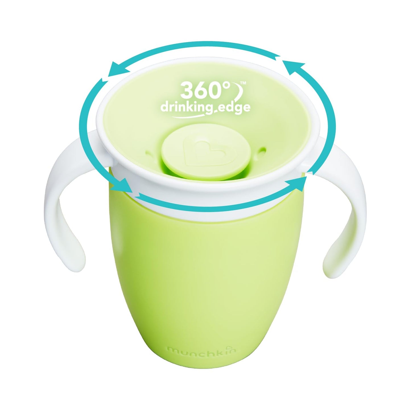 Munchkin Miracle 360 Sippy Cup | Trainer Toddler BPA Free Baby & Toddler Cups w.Handles | Non Spill | Dishwasher Safe Baby | Leakproof | 6+ Months| 7oz/207ml | 2 Pack | Blue/Green