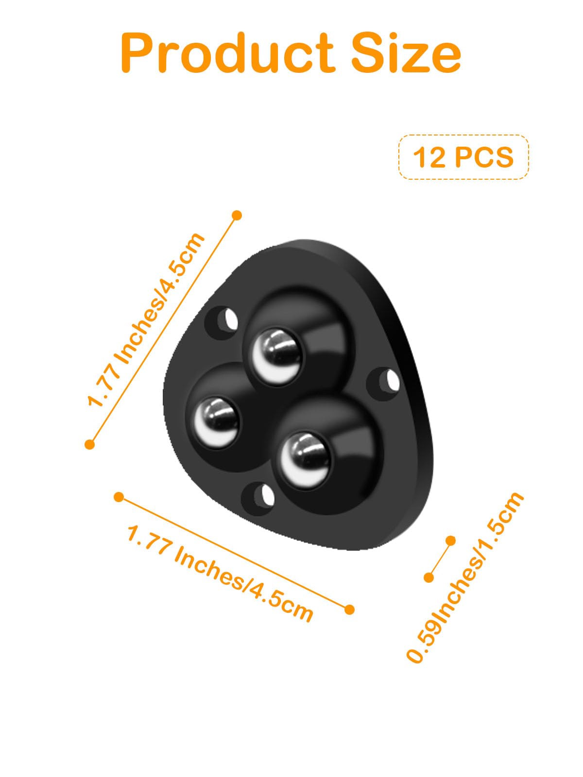 12 Pcs Self Adhesive Small Appliance Rollers,Small Caster Wheels 360°Rotation Universal Appliance Wheels for Kitchen Appliances on The Counter,Storage Box,Small Furniture(Black)