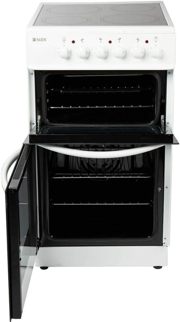 Haden Double Oven 50cm Electric Cooker 4 Zone Ceramic Hob White