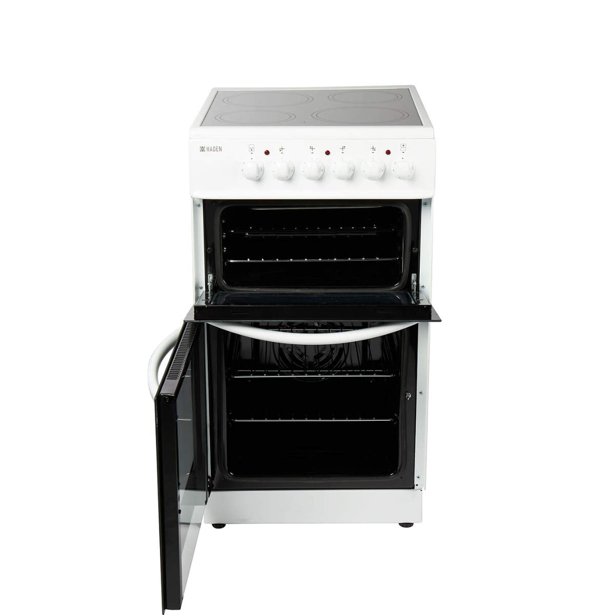 Haden Double Oven 50cm Electric Cooker 4 Zone Ceramic Hob White