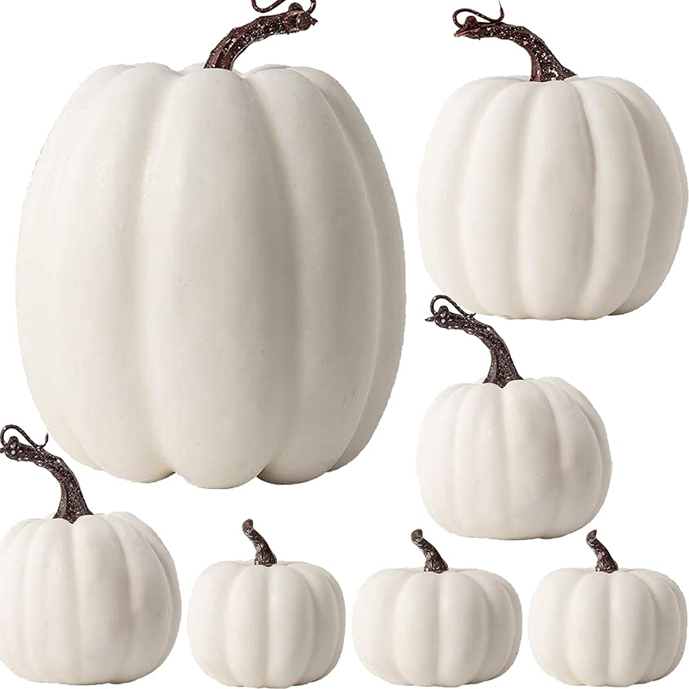7Pcs Artificial Pumpkin,Fake Pumpkin,Autumn Decoration for Thanksgiving Halloween Christmas