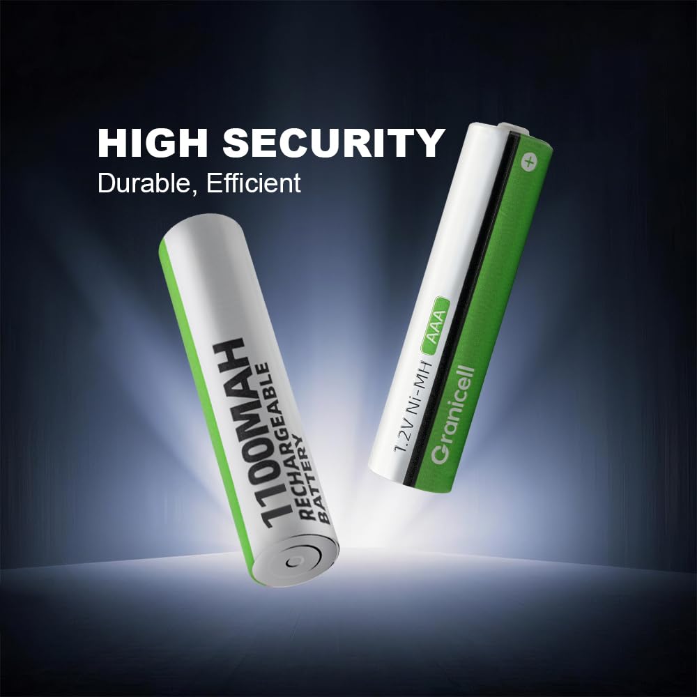 Granicell AAA Rechargeable Batteries (12 Pack), 1100mAh, 1.2V NiMH