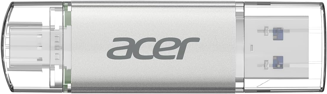 Acer UT300 USB 3.0 Flash Drive 32GB, Memory Pen Stick with Transfer Speeds Up to 150 MB/s, USB Type-C Typc-A Thumb Drive for Phones, Laptops, TVs and Audio Equipment