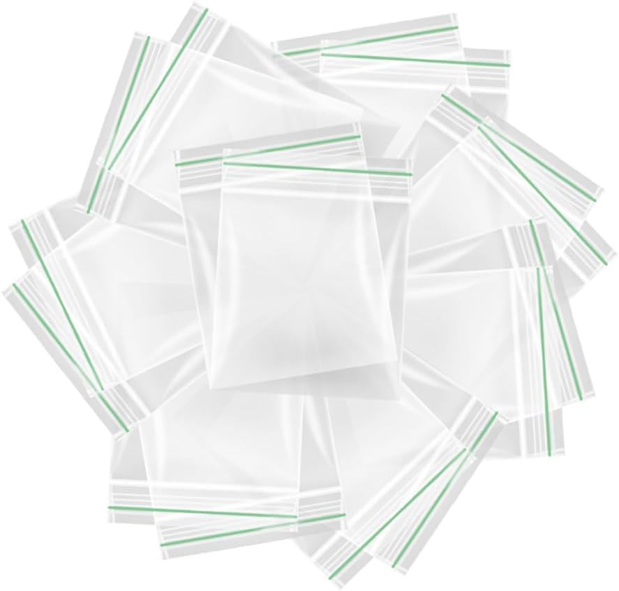 Grip Seal Resealable Zip Lock Bags 100 Pack (30mm x30mm) Small Transparent Plastic Zipper Gripseal Bags for Jewellery, Coins, Screws, Beads, Buttons & Tiny Item Storage
