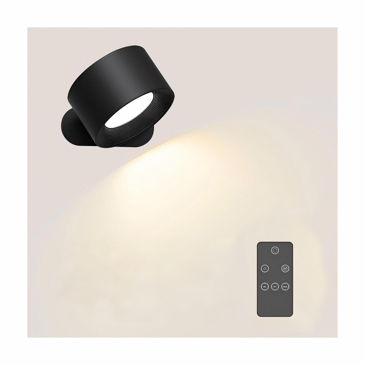 Coollamp LED Battery Operated Wall Lights, 3Pack Wall Lamp with Remote Control 3 Color Modes 3 Brightness Levels 360°Rotate Magnetic, Reading Lights for Living Room Bedroom Black
